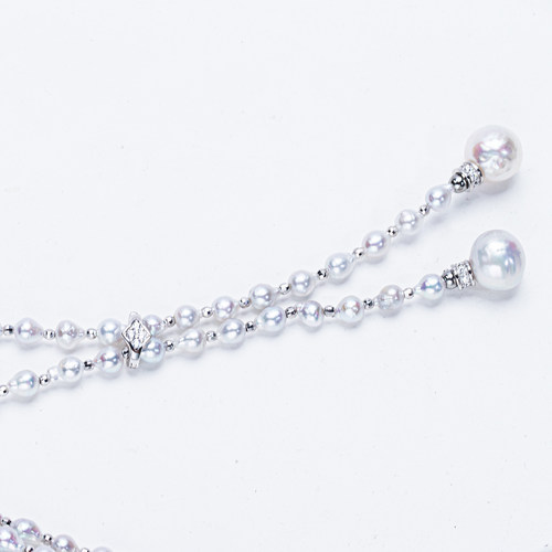 【冰魄】极光淡水巴洛克冷银澳白光多戴款60cm毛衣长项链 - 图1