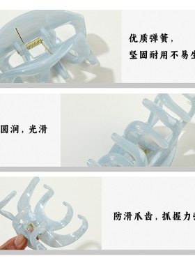 奇阅欧美热销大理石纹七齿抓夹大号盘发鲨鱼夹轻奢高级感发夹批发