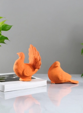 橙色儿童房雕塑饰品摆件简约现代