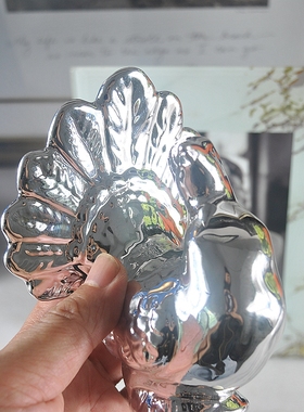 简约现代轻奢电镀银色孔雀摆件