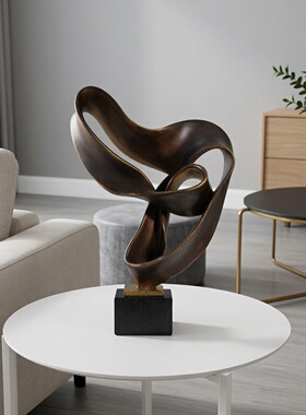 新古典侘寂风树脂飘带轻奢雕塑