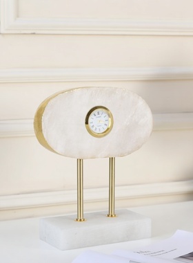 合金支架天然玛瑙石盘矿石座钟