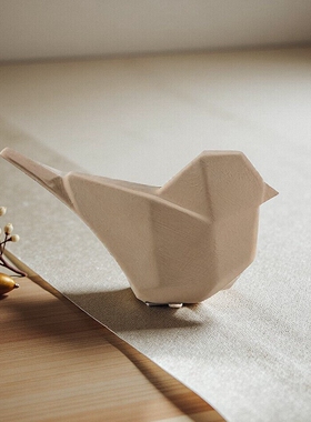 北欧抽象折纸几何陶瓷小鸟摆件