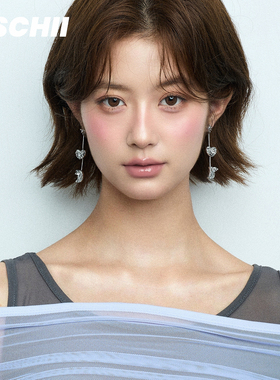 星月寄心耳坠锤纹星月爱心长款耳环肌理金属元气灵动少女潮流耳饰