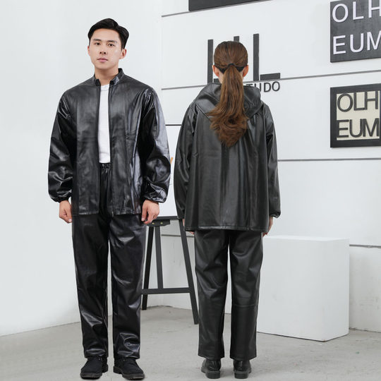 Waterproof and oil-proof middle-aged and elderly loose leather jacket set labor insurance