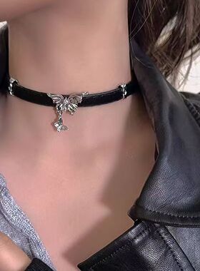 choker金属蝴蝶项圈颈环皮质项链锁骨链颈链脖子配饰新款时尚