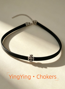 皮质十字架choker项圈
