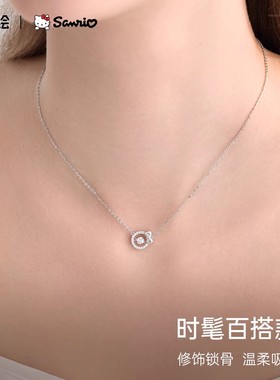 三丽鸥helloKitty纯银项链礼盒高级感轻奢小众生日圣诞礼物女款kt