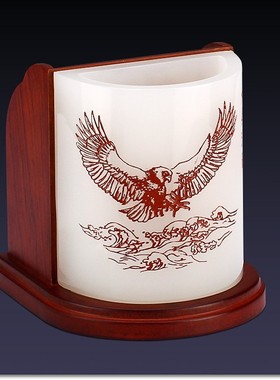 琉璃组合笔筒创意老师纪念品办公家居商务伴手礼带纸镇笔筒摆件