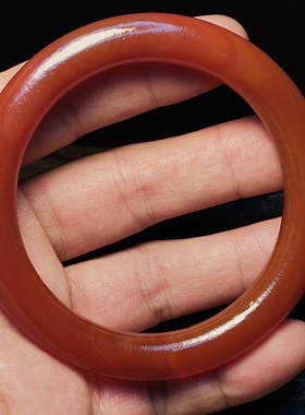 乡村小口径老红玛瑙磨砂玛瑙手镯圆条民族风本命年镯子女小款手环