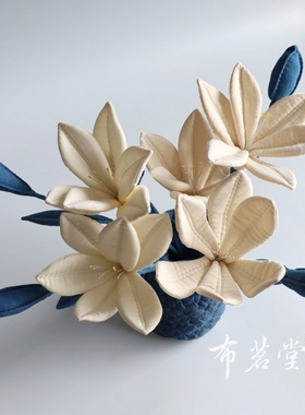 布茗堂蓝染手工棉质百合插花