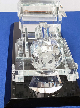 水晶火车头桌面摆件模型工艺品