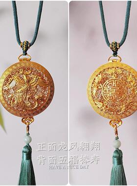 古法国风925银镀金真手工纯花丝龙凤呈祥沉香香囊项坠毛衣链