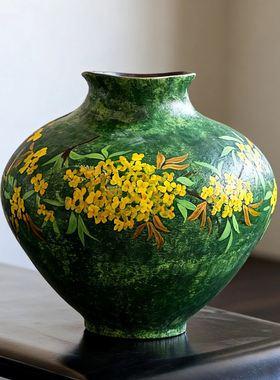 景德镇陶瓷花瓶手绘重工油画桂花