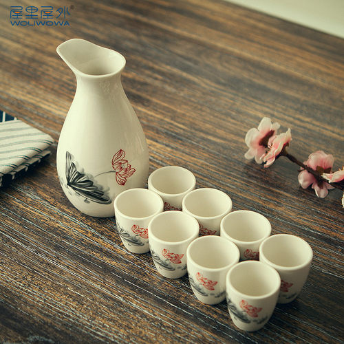 家用白酒盅水墨风陶瓷烈酒杯酒壶分酒器喝酒杯子日式清酒酒具套装 - 图1