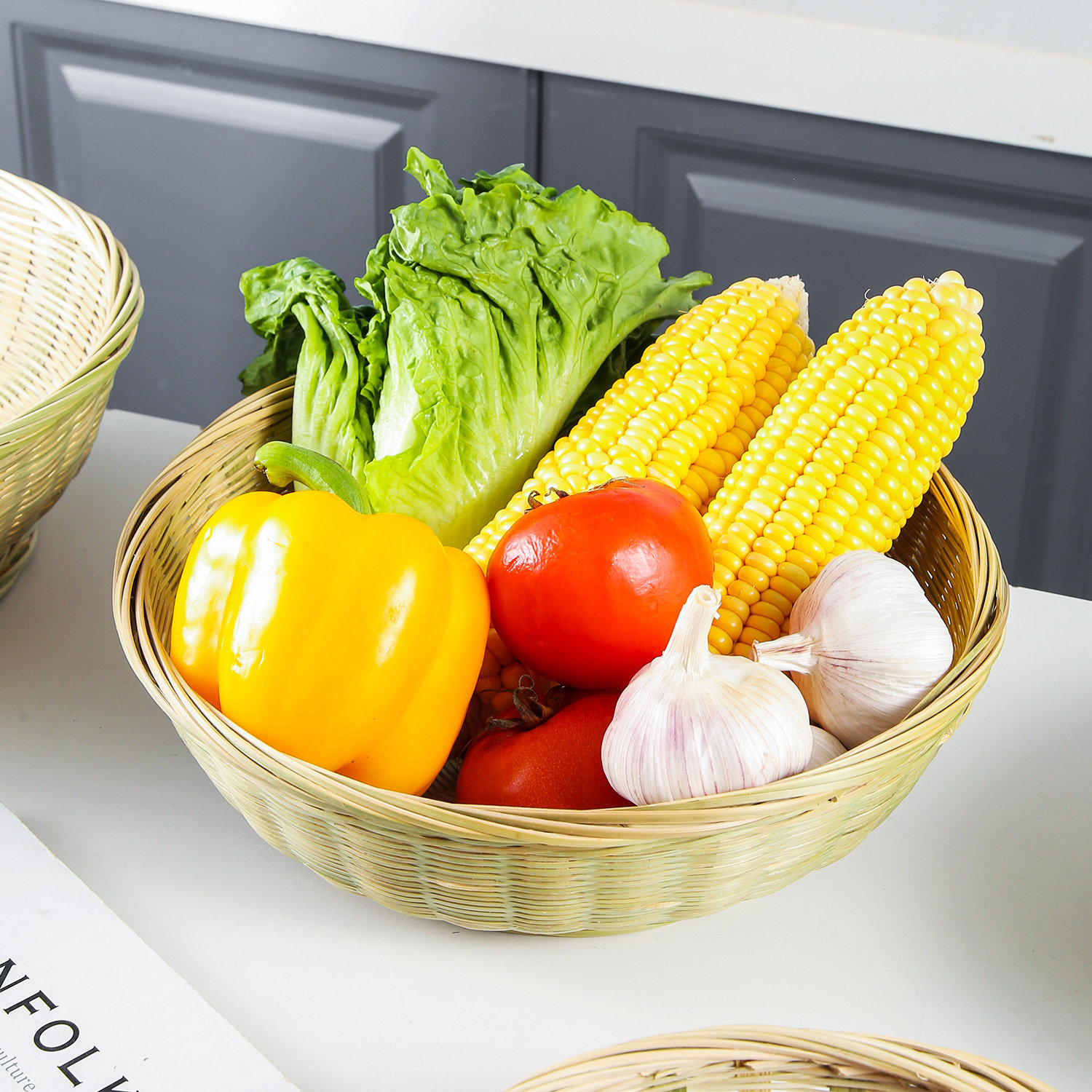 竹编收纳筐客厅水果盘农家用馒头筐簸箕干果糖果盘厨房沥水洗菜篮,淘宝优惠券,粉丝福利购,淘宝优惠卷