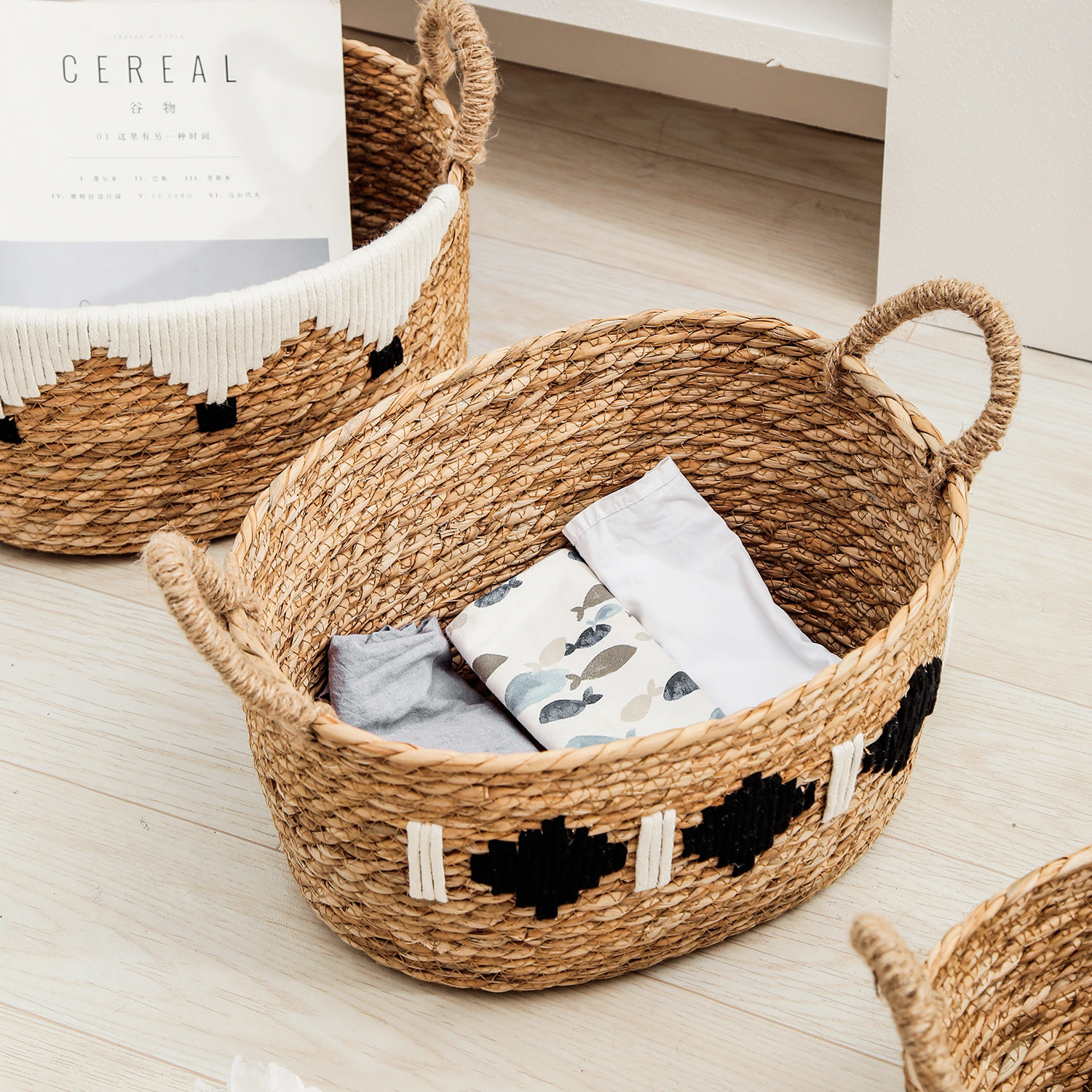 家用收纳筐草编手提储物筐民宿田园风手工藤编零食杂物玩具收纳篮,淘宝优惠券,粉丝福利购,淘宝优惠卷