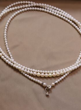 Bonheur两小无猜日本akoya天然珍珠项链女设计清冷感设计师项链