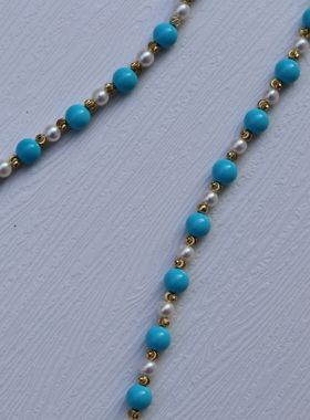 Bonheur吸睛显白绿松石极光珍珠串项链女18K金可调节设计师原创