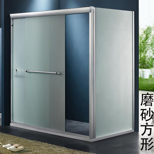 淋浴房隔断干湿分离移门式浴室玻璃推拉门淋浴屏浴房两活一字形 - 图0