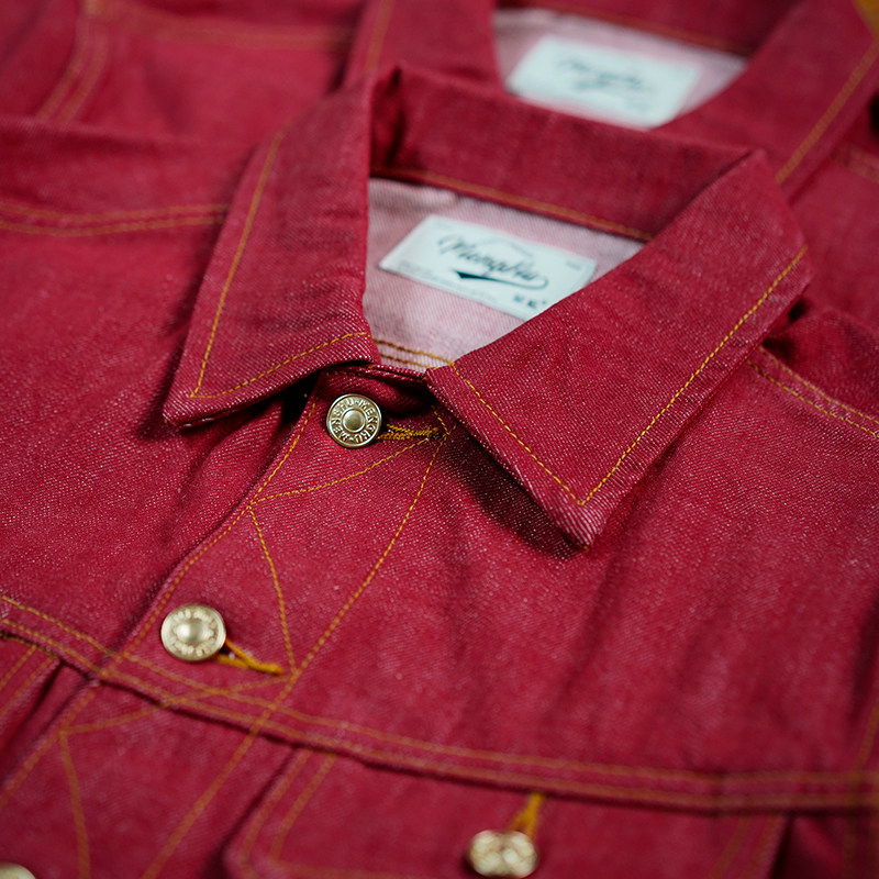 STORM RIDER限定中国红13.5oz全棉丹宁男女同款牛仔夹克 D-66 - 图3