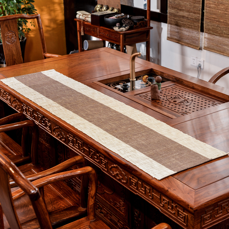 日式禅意复古麻布艺茶席 禅意苎麻布茶旗 复古手工夏布桌旗包邮,淘宝优惠券,粉丝福利购,淘宝优惠卷