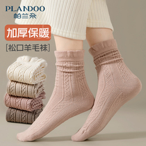 Wool Socks Woman Autumn winter style Silo Socks Thickened warm long cylinder Sox velvety winter monsoons Lace Long Socks Woman