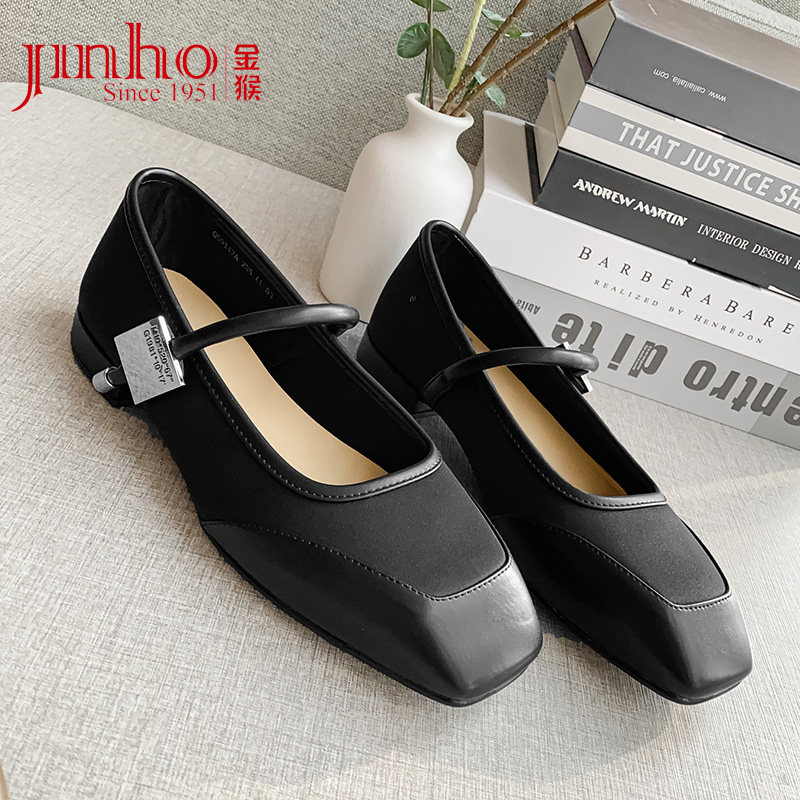 金猴女鞋2024春季新款英伦风法式复古平底粗跟优雅单鞋女玛丽珍鞋,淘宝优惠券,粉丝福利购,淘宝优惠卷