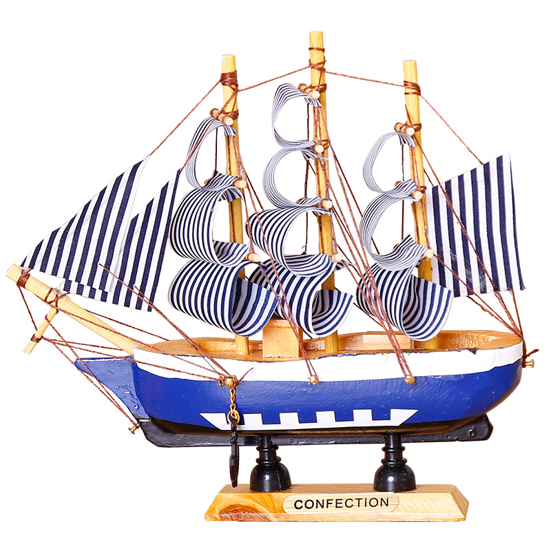 一帆风顺帆船摆件模型生日礼物复古创意家居装饰手工实木工艺小船 - 图3