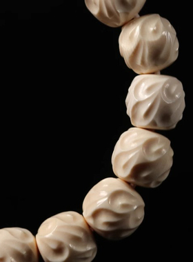 寻宝堂猛犸象牙燕尾纹无相珠手串情侣手链女冰料佛珠男盘珠纯手工