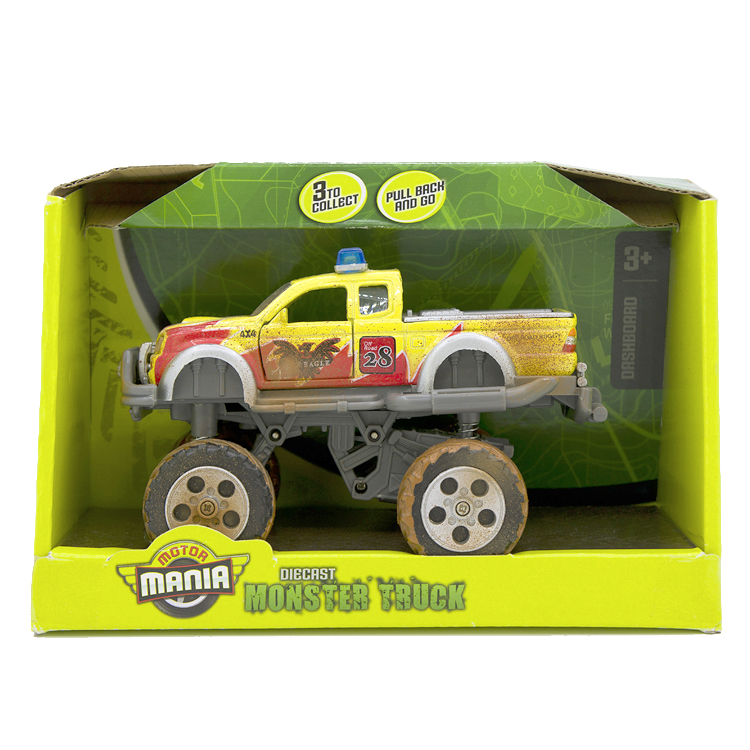 MOTOR Mania Monster truck 合金回力泥污做旧涂装怪兽越野皮卡车 - 图1