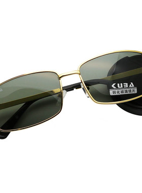 新款玻璃太阳镜方框镜驾驶眼镜时尚高清耐磨镜片男女防紫外线墨镜