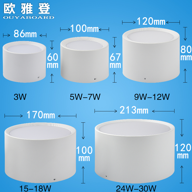 led明装筒灯12W吸顶吊线射灯7W圆形免开孔客厅过道店铺天花灯18W-图2