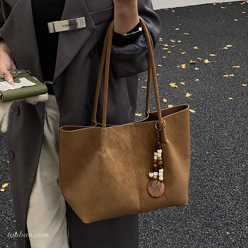 时尚简约复古大容量包包女2026新款通勤百搭单肩包轻便手提托特包 - 图1