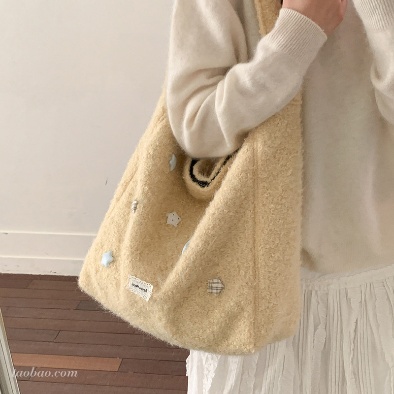 松弛感大容量毛茸茸包包女2026新款休闲通勤单肩斜挎包毛毛托特包,淘宝优惠券,粉丝福利购,淘宝优惠卷