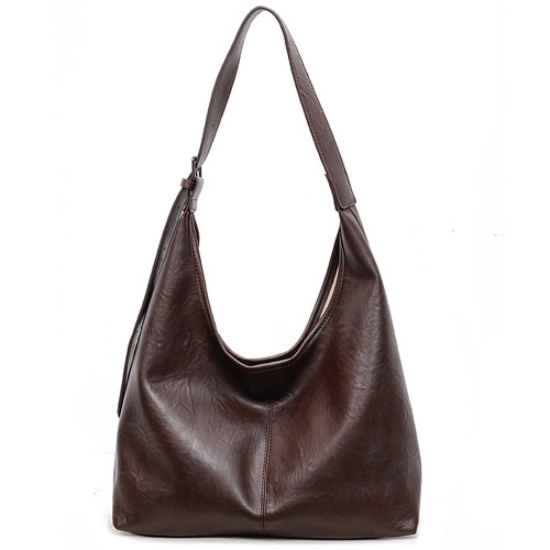 松弛感复古棕色包包2025新款时尚简约女士单肩包大容量通勤托特包 - 图3