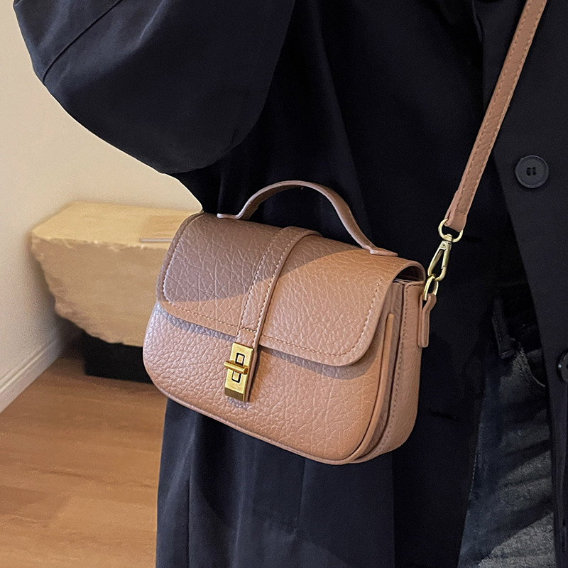 流行棕色小包包女2025新款秋冬季复古小拎包单肩斜挎包手提小方包 - 图1