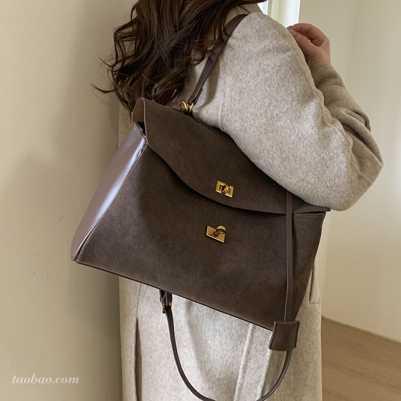 时尚通勤复古磨砂包包女2025新款大容量单肩腋下包斜挎手提托特包,淘宝优惠券,粉丝福利购,淘宝优惠卷