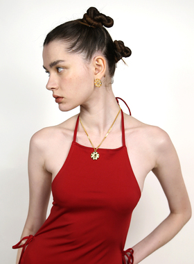 小众高端百搭镀金镶钻筹码项链