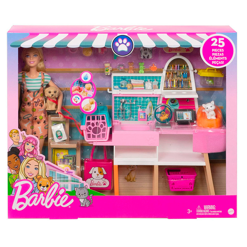 芭比娃娃之芭比宠物商店咖啡店职业体验女孩儿童过家家玩具GRG90,淘宝优惠券,粉丝福利购,淘宝优惠卷