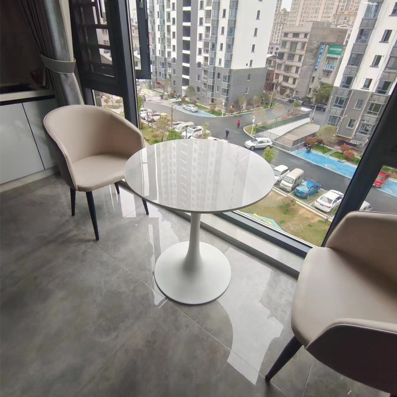 轻奢岩板北欧小圆桌售楼处接待洽谈桌椅组合奶茶店阳台休闲餐桌子,淘宝优惠券,粉丝福利购,淘宝优惠卷