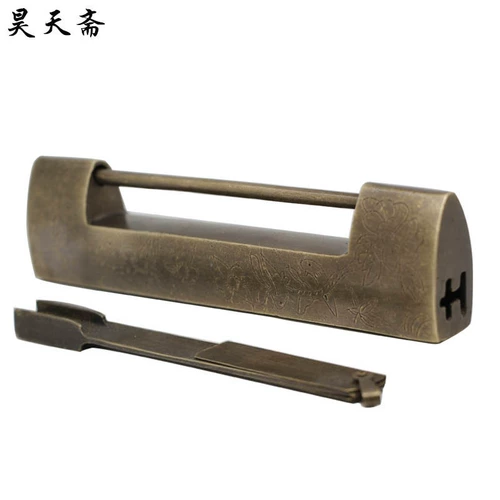 昊天斋 Антикварный бронзовый старомодный латунный замок, «сделай сам»