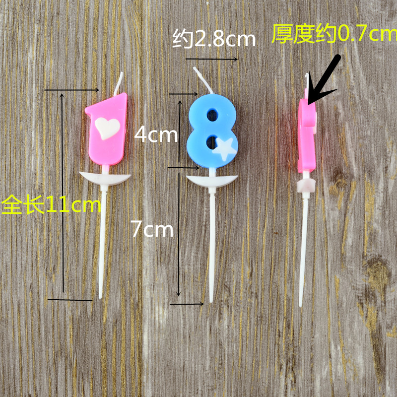 生日数字0~9蜡烛 粉色蓝色五角星爱心拼色祝寿结婚纪念日蛋糕装饰 - 图1