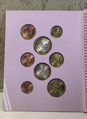 顺丰包邮 马其顿桌面摆件2005年卡装欧元样币 8枚套