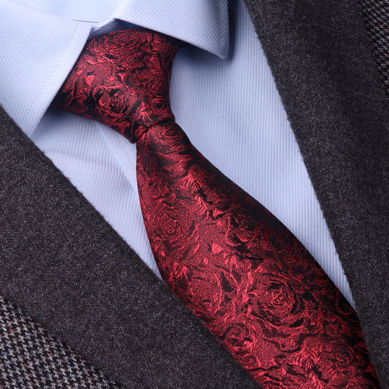 酒红玫瑰领带男商务正装衬衫领带桑蚕丝真丝领呔拉链手打8CM复古,淘宝优惠券,粉丝福利购,淘宝优惠卷