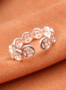 铜钱币开口指环食指ins潮冷淡风