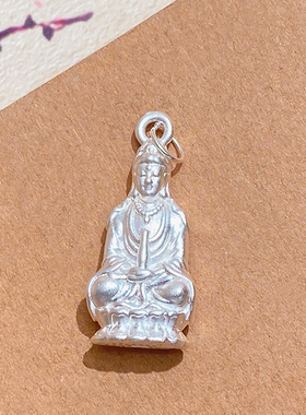 S999纯银观音弥勒佛吊坠男女足银菩萨宝宝挂坠吊牌手工平安坠子A