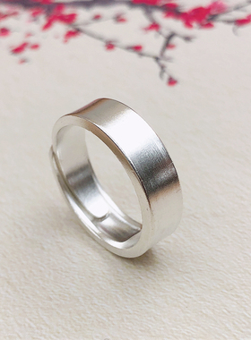 原创古风男女光面素银对礼物戒指