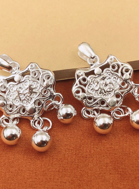 长命富贵锁童小孩亲子款银吊坠