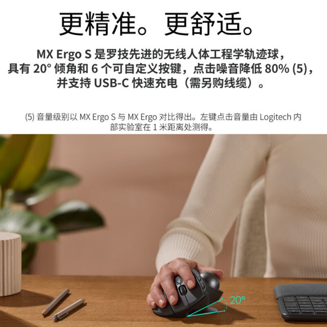 Logitech MX ERGO S wireless dual-mode trackball mouse professional ergonomic computer office drawing commercial